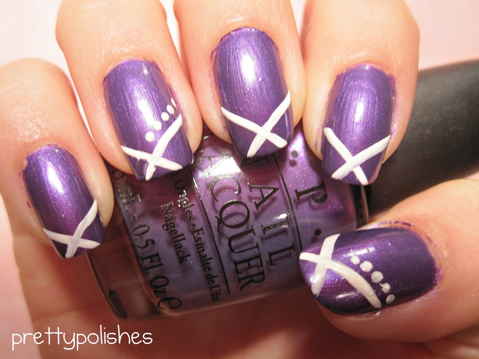 prettypolishes Simple Purple and White Nail Design