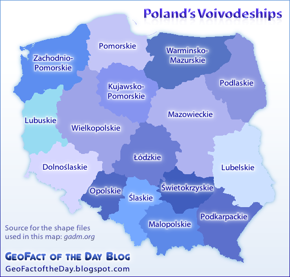 GeoFact of the Day Poland's Voivodeships (Provinces)