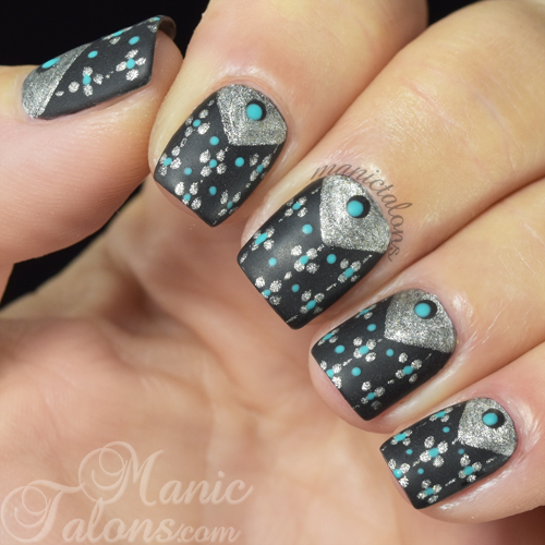 Akzentz Gel Play Cosmic Silver with Teal Accents over Black Matted
