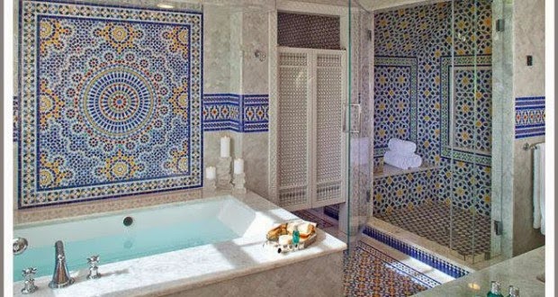 أجمل حمام مغربي Moroccan Bathroom بالزليج المغربي التقليدي وصفتي