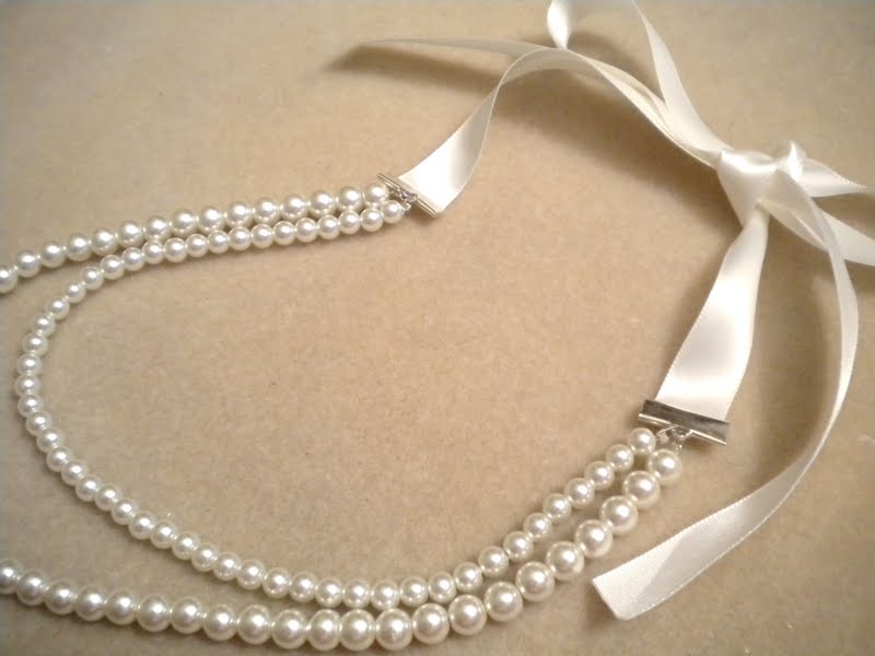 Ribbon and Pearl Necklace Tutorial My Girlish Whims