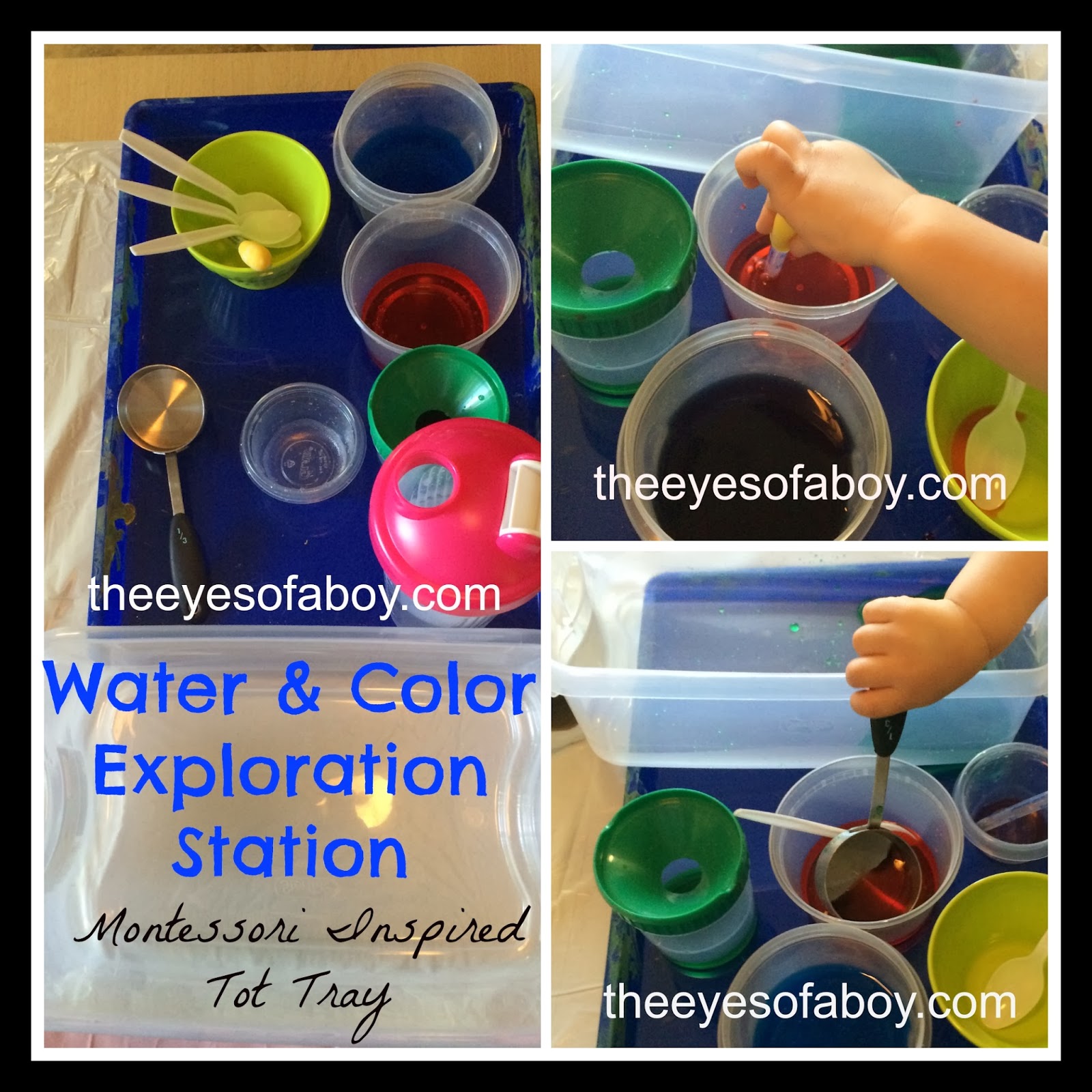 Water and Color Exploration Station - water sensory tray for toddlers and kids - Montessori inspired