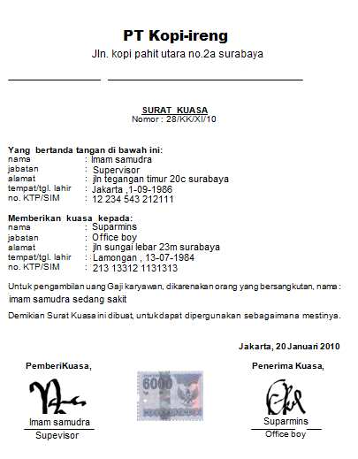 Contoh Format Surat Kuasa Yang Baik & Benar