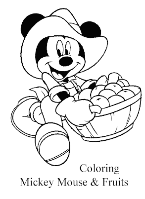 Disney Mickey Mouse & Fruits Coloring Pages