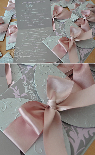 Dusty Rose and Silver Butterfly Wedding Invitations