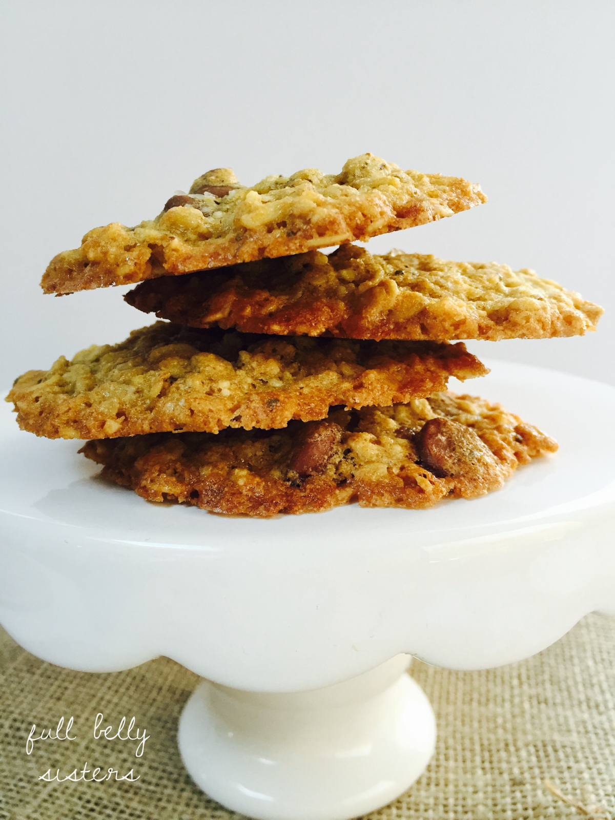 Healthier Thin and Crispy Salted Chocolate Chip Oatmeal Cookies