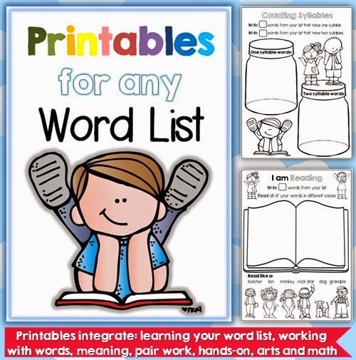 Printables for any Word List K-1 Printables for any Word List K-1