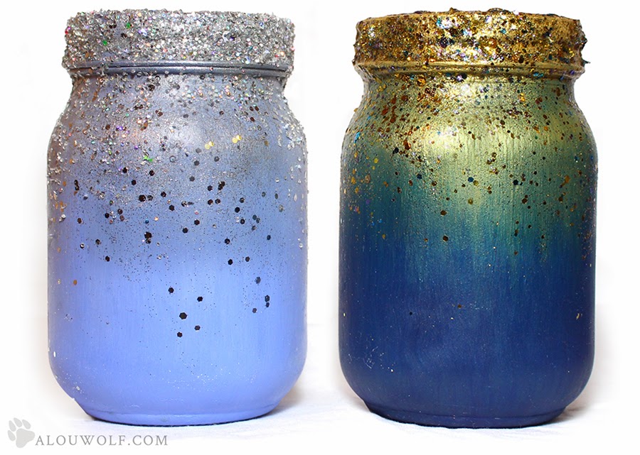 DIY ombré glitter mason jars alouwolf