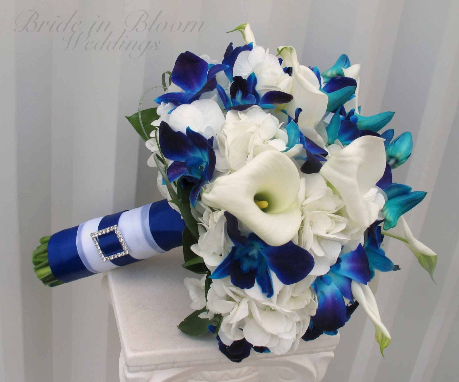 Bride in Bloom Blue orchid bouquet