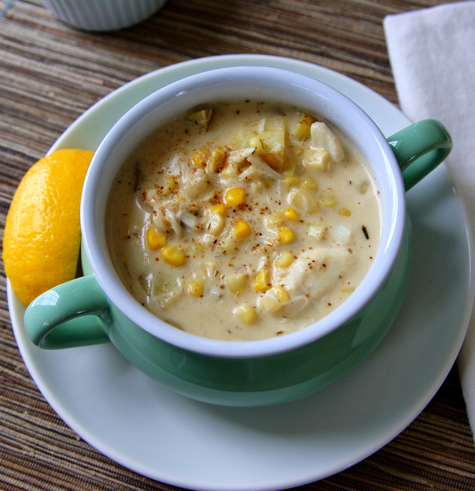 Alice and the Mock Turtle Mom's Crab and Corn Chowder