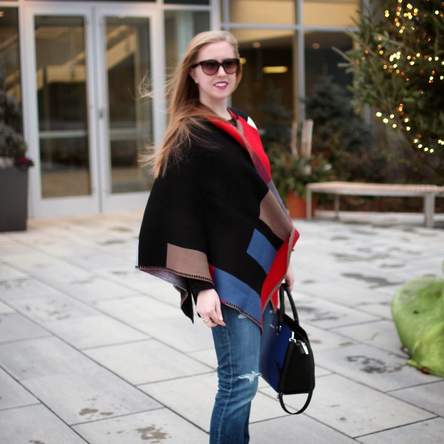 boston style blog, blogger style, sheinside cape, red and black wool cape, style-blueprint blog