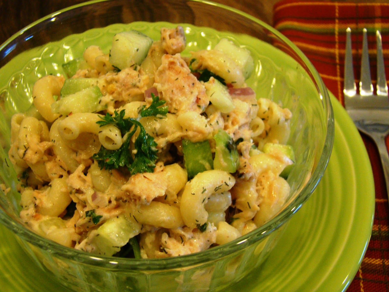 Soup Spice Everything Nice Salmon Macaroni Salad with Cucumbers