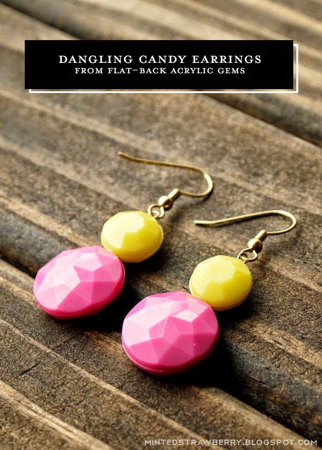 DIY Dangling Candy Earrings from FlatBack Gems Minted Strawberry