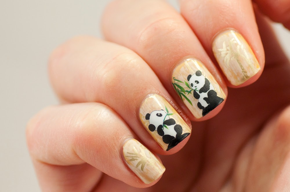 Panda And Bamboo Nail Art May Contain Traces Of Polish The Pandas On My Nails Are Water Decals That I Bought From Born Pretty And Decided To Combine Them With Some Discreet Bamboo Stamping Using Fauxnad