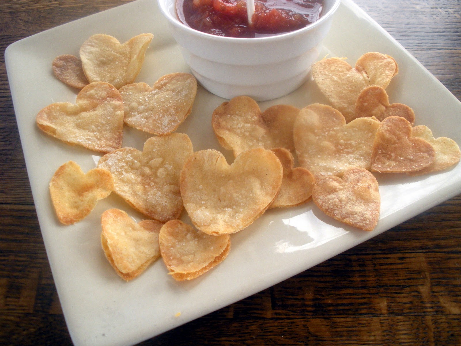 Heart shaped tortilla chips