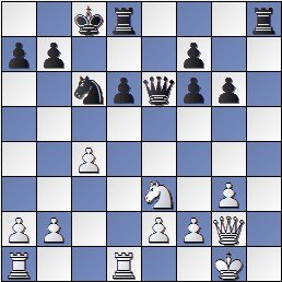 Partida de ajedrez Blum vs. Ortueta, posición después de 19… hxg3
