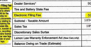 dealer fee earl filing electronic