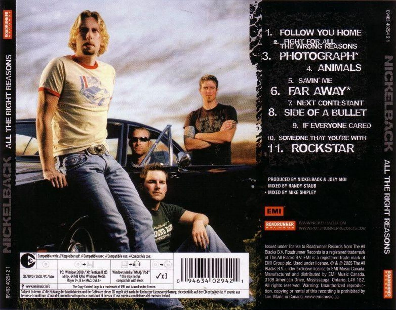 Encarte Nickelback All The Right Reasons