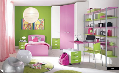 dormitorio niña muebles rosa