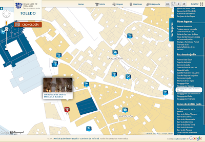 Ubicación de la sinagoga Santa María La Blanca en un mapa, en el sitio web de la Red de Juderías de España.