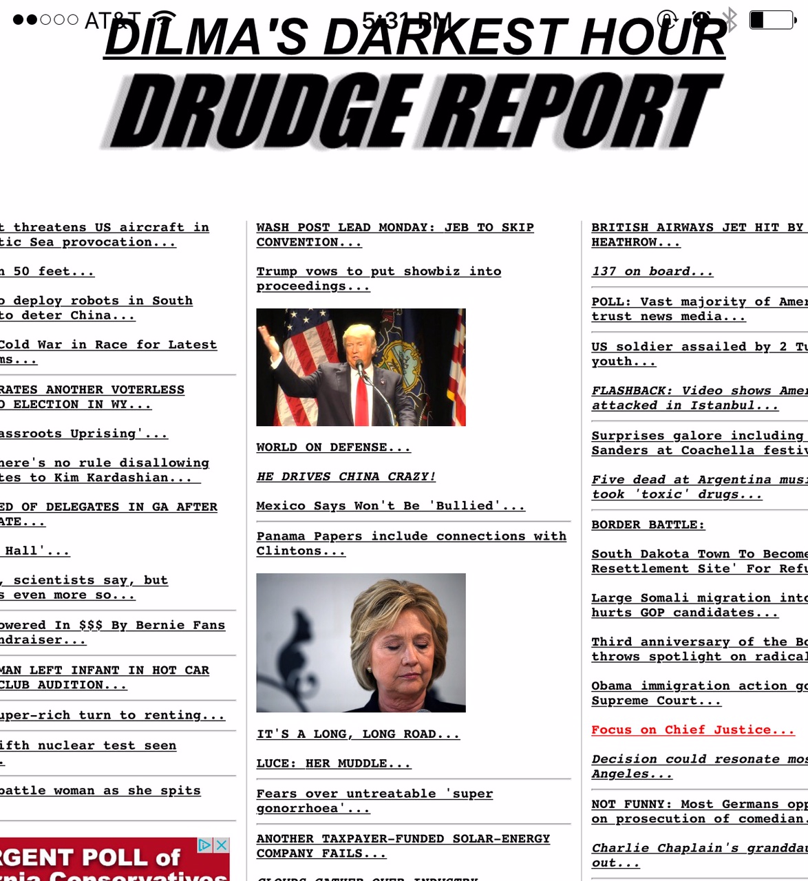 April 17, 2016: Found on the DRUDGE REPORT... Kind of
