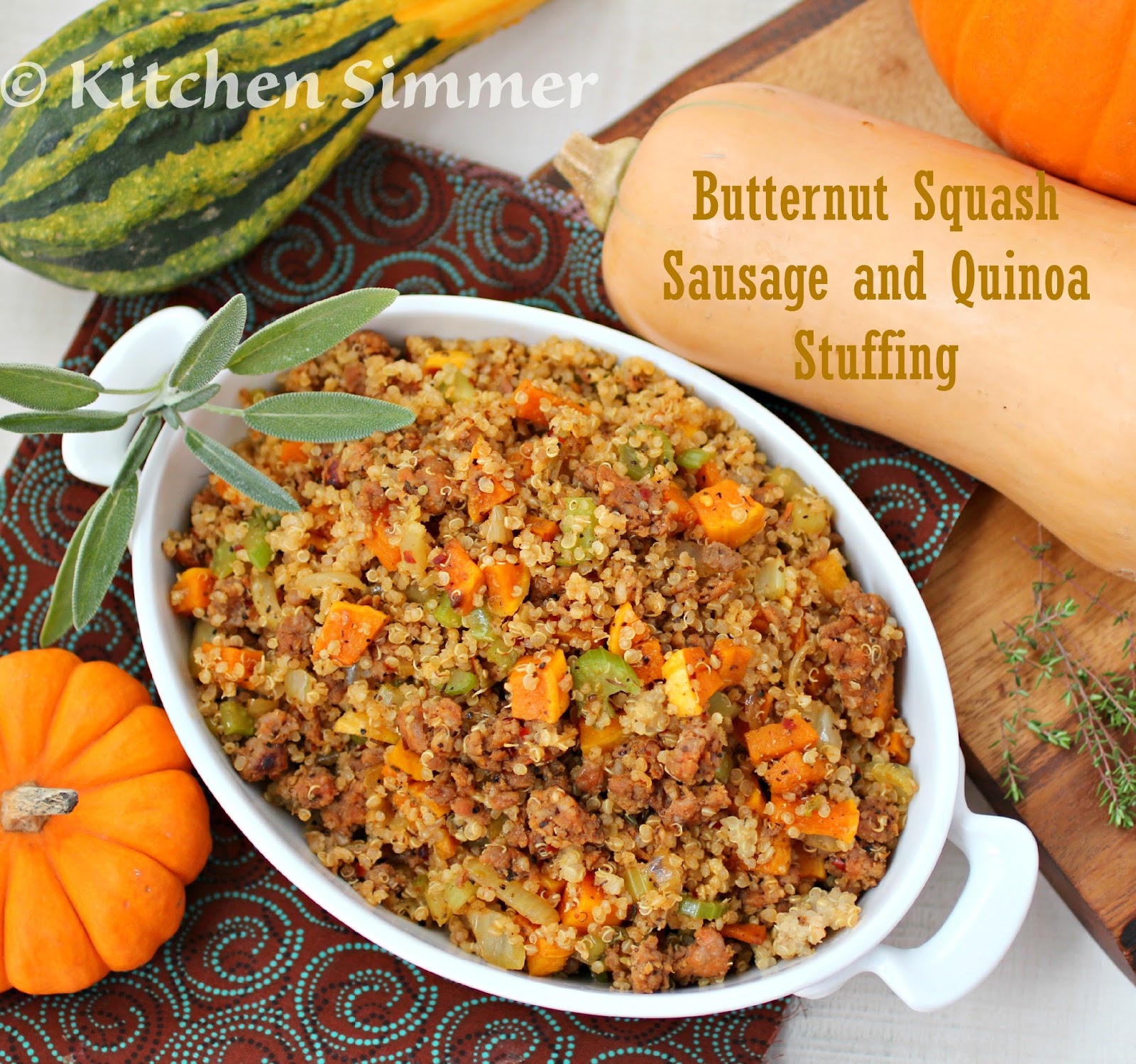 Kitchen Simmer Roasted Butternut Squash Sausage and Quinoa Stuffing