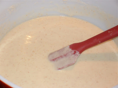 I hear agave works well for other people, too. Sponge after stirring in the yeast, water, and sugar mixture.