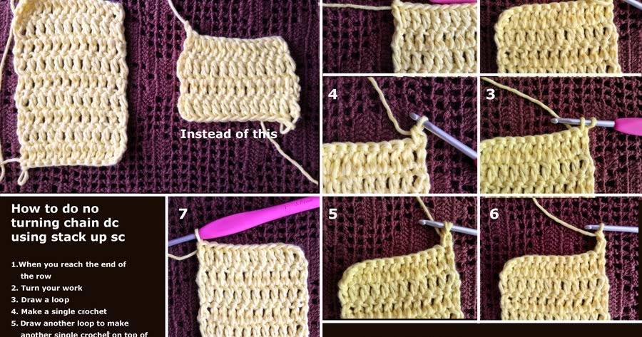 No Turning Chain in Doble Crochet