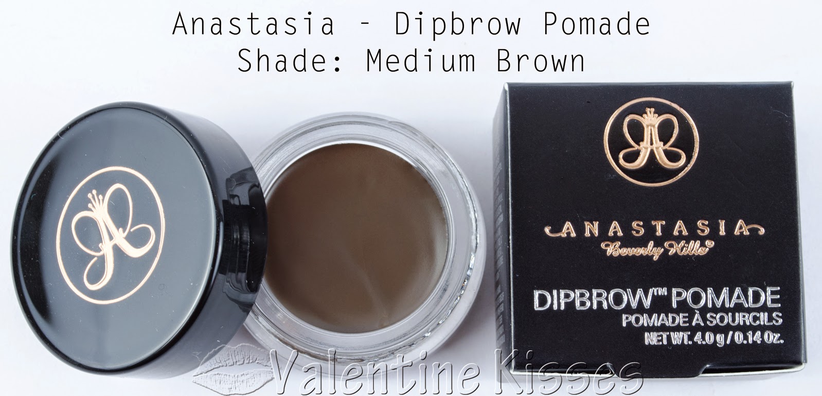 Valentine Kisses: Anastasia Dipbrow Pomade in Medium Brown, Chocolate:  before & afters, swatches, review