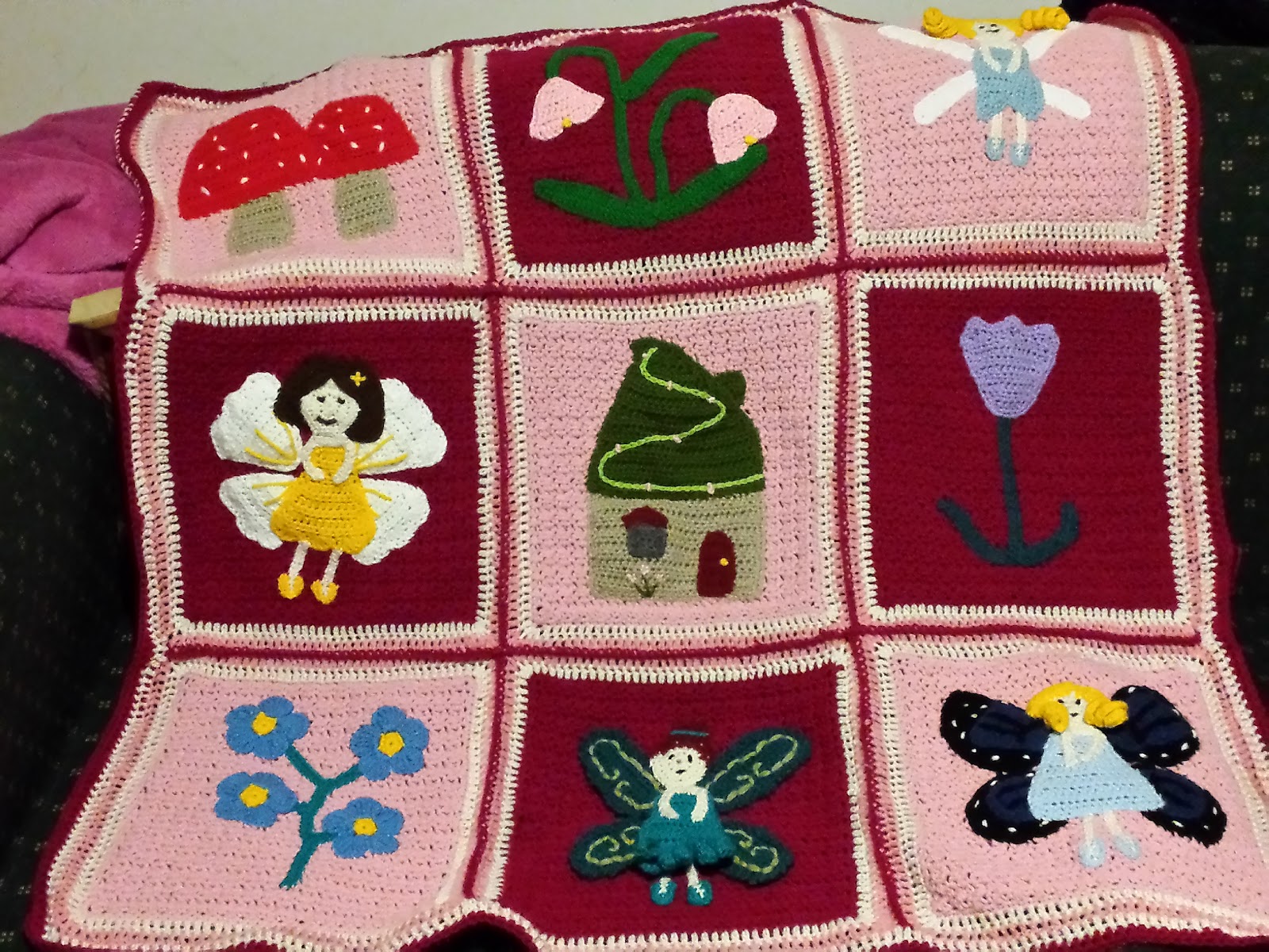 Blooming Lovely Finished Item Crochet Fairy Garden Blanket