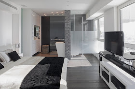 Bedroom Of Modern White And Gray Apartment Interior Design Bedroom Of Modern White And Gray Apartment Interior Design