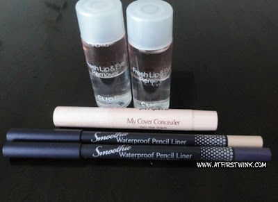 Peripera smoothie waterproof pencil liner purple and beige and my cover concealer stick