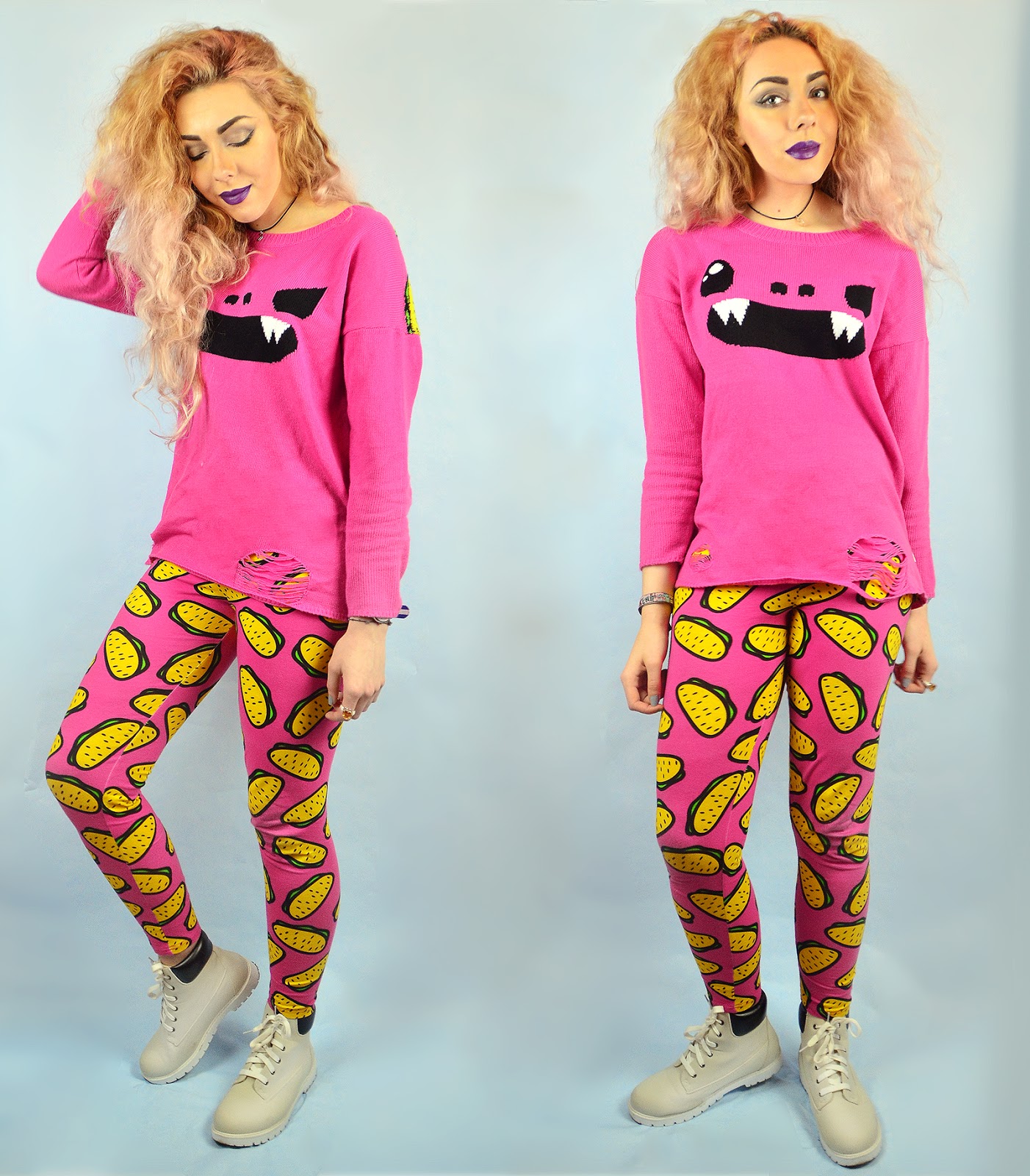 Soso Happy Pink Iron Fist Jumper, Taco Leggings, Sole Wish Timberland Boots