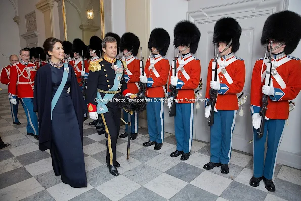 Crown Prince Frederik and Crown Princess Mary of Denmark during the 2nd day of the New Years reception at Christiansborg Palace