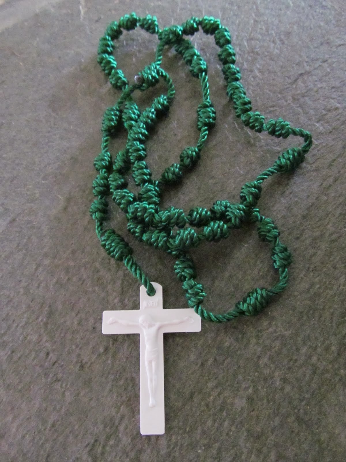 We also send all-knotted twine rosaries for missions: