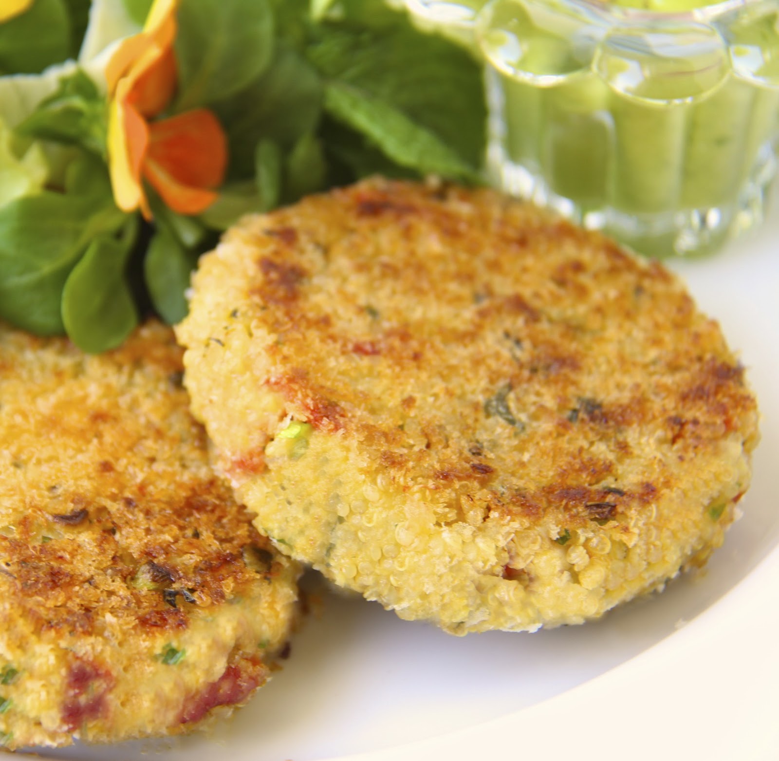 Quinoa Cakes w/ Goat Cheese and SlowRoasted Tomatoes The Café Sucre