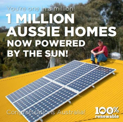 1 million Australian homes powered by solar power