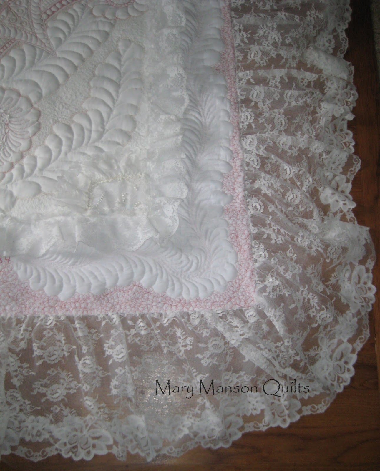 Mary Manson Quilts Working on a Wedding Dress Quilt