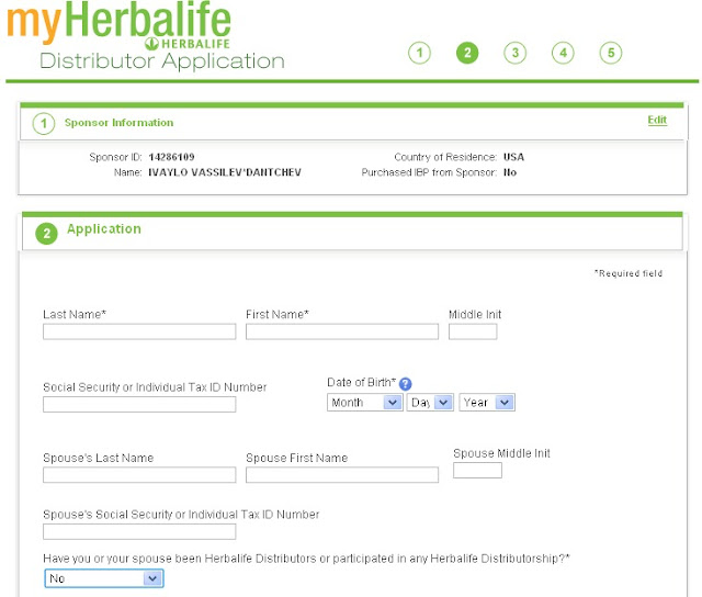 Herbalife Distributor Application