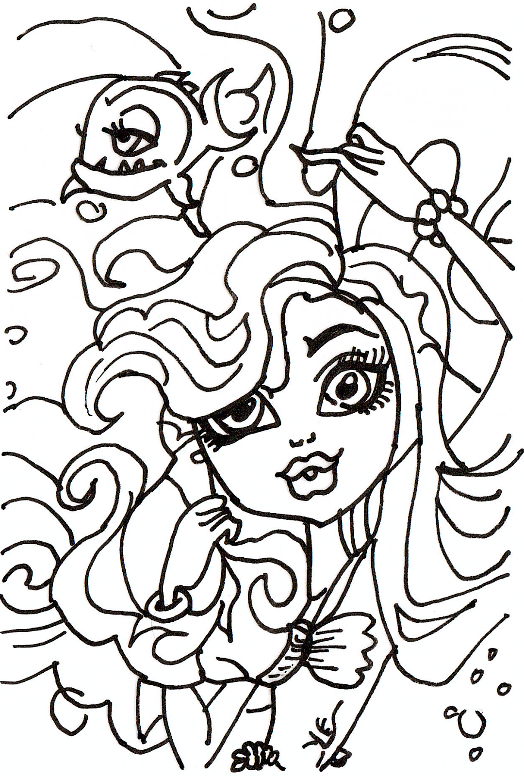Free Printable Monster High Coloring Pages: Lagoona Blue Picture Day