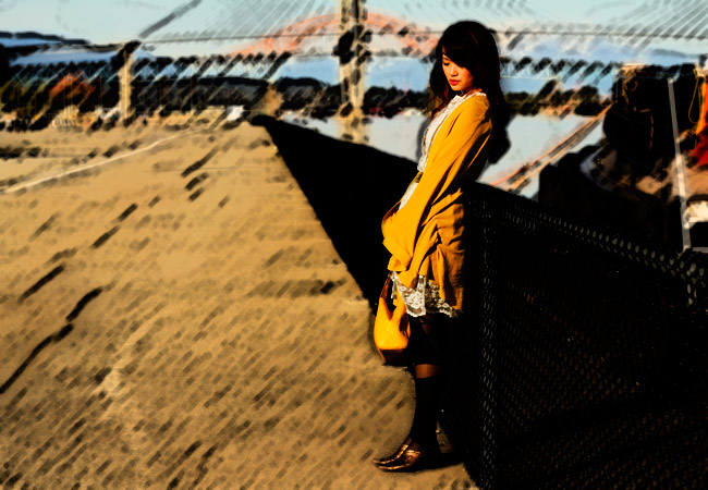 One teaspoon mustard kimono, vintage lace multi layer dress, roman tights from asos, thrifted shoes, thrift finds, vintage style, yellow gucci purse, gold vintage belt, down by the pier, old vancouver, artistic expression, fashion, style, vintage, thrift, street style, yellow on yellow, how to wear yellow with yellow, forever21 gold multi strand necklaces, One Teaspoon Almost Innocent Kimono