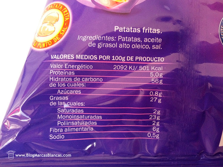 Ingredientes e información nutricional de las Patatinas extracrujientes HACENDADO de Mercadona 