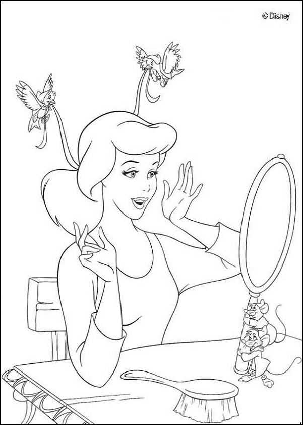 Disney Princess Coloring Page Make-up In The Mirror