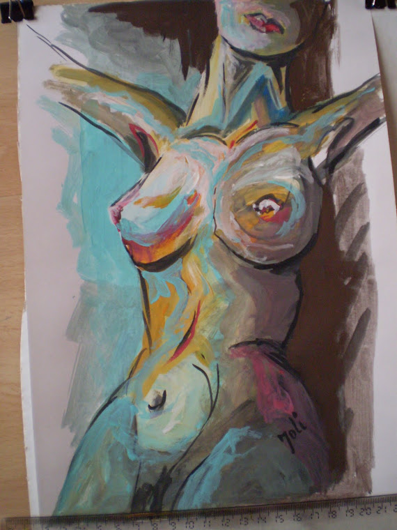 nude nd2, abstract, watercolor painting, signed Joli