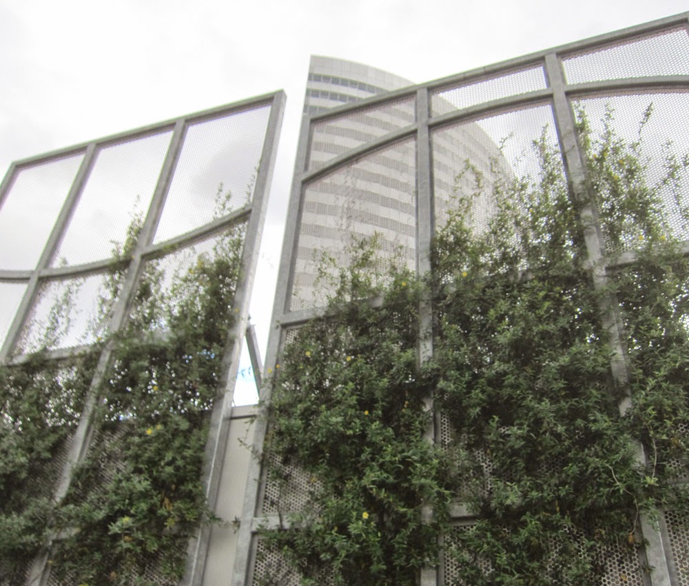 Ode Street Tribune green trellises in Rosslyn's Gateway Park