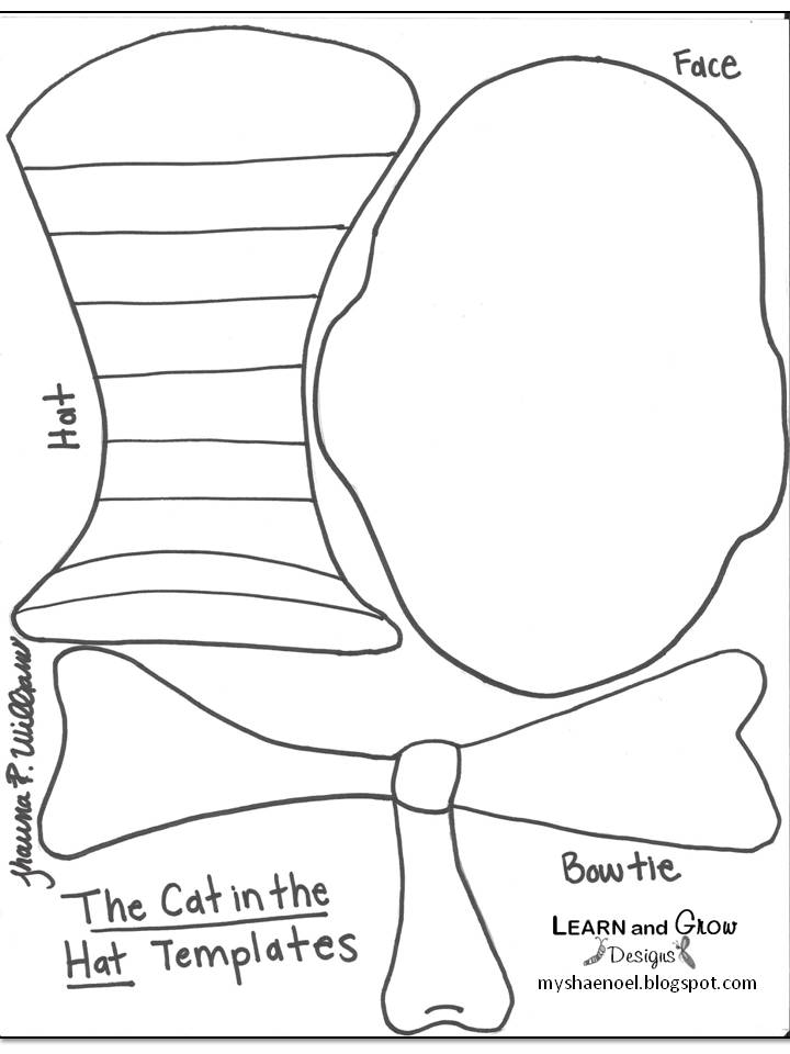 Learn and Grow Designs Website Dr. Seuss Cat in the Hat Craft Template