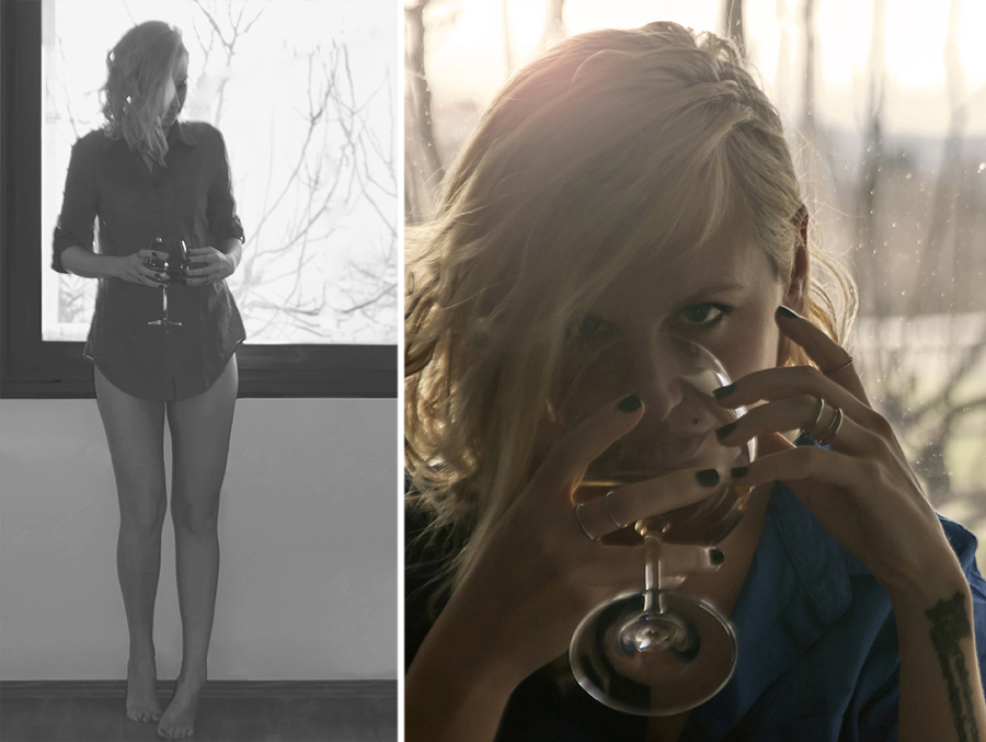 For Peet's Sake blog girl by the window holding a glass of wine