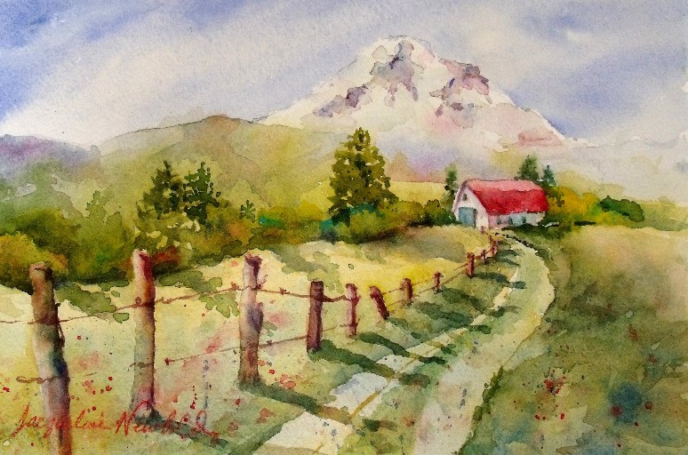 Watercolor Artists International Miniature Watercolor by Oregon Artist Jacqueline Newbold
