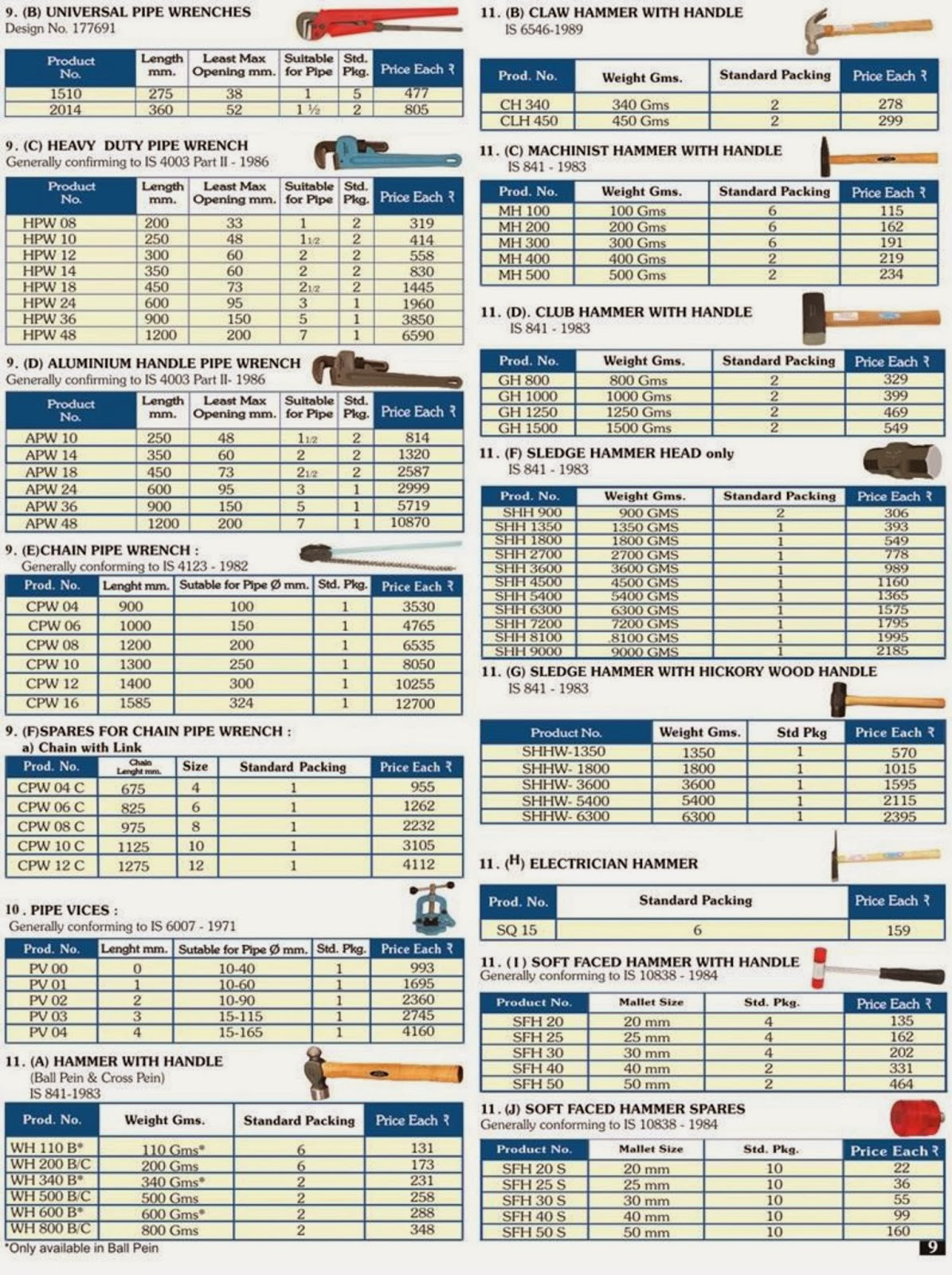 Taparia Tools Price List Catalogue Taparia Tools Prices Price List