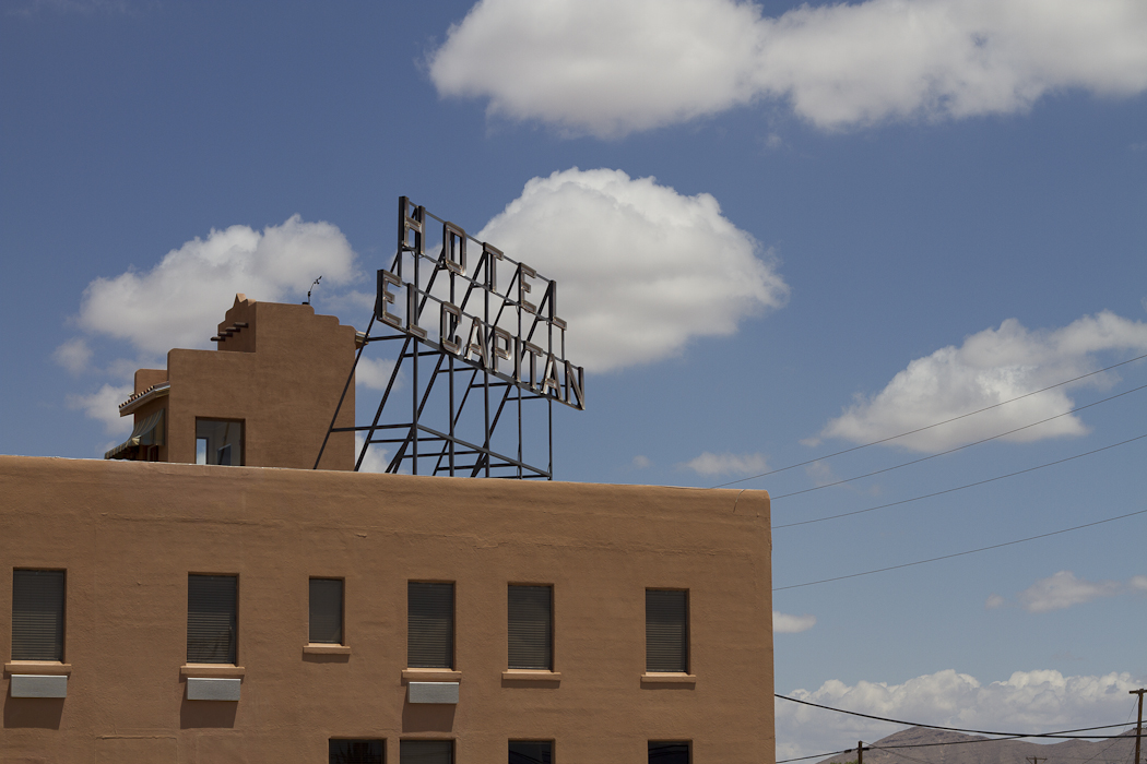 Texas Mountain Trail Daily Photo Skyline of Van Horn Hotel El Capitan